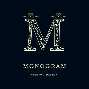 Monogram design elements, graceful template. Elegant line art logo . Letter M Stock-Illustration