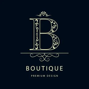 Monogram design elements, graceful template. Elegant line art logo . Letter B Stock-Illustration