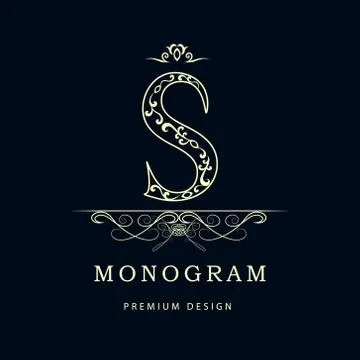 Monogram design elements, graceful template. Elegant line art logo . Letter S Stock-Illustration