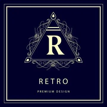 Monogram design elements, graceful template. Elegant line art logo . Business Stock Illustration