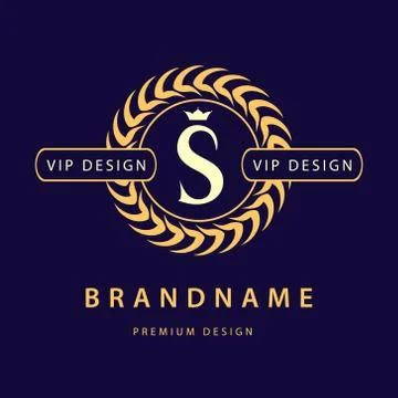 Monogram design elements, graceful template. Elegant line art logo . Letter S Stock-Illustration