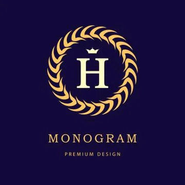 Monogram design elements, graceful template. Elegant line art logo . Letter H Stock-Illustration