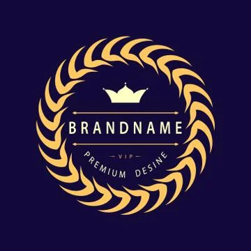 Monogram design elements, graceful template. Elegant line art logo . Crown.   Stock-Illustration