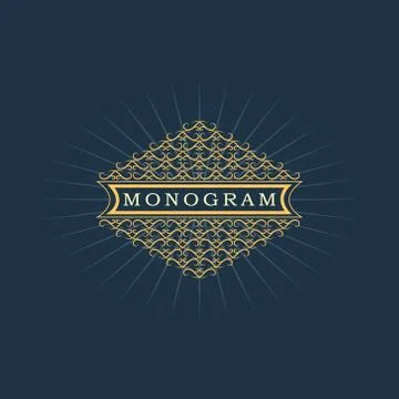 Monogram design elements, graceful template. Calligraphic elegant line art  Stock Illustration
