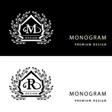 Monogram design elements, graceful template. Letter emblem M, R. Calligraphic Stock-Illustration