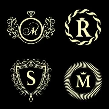 Monogram design elements, graceful template. Elegant line art logo . Business Stock-Illustration