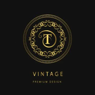 Monogram design elements, graceful template. Calligraphic elegant line art lo Illustrazione stock