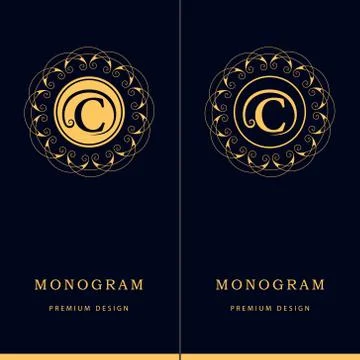 Monogram design elements, graceful template. Letter emblem sign C.  Stock Illustration