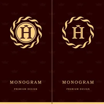 Monogram design elements, graceful template. Letter emblem sign H.  Illustrazione stock