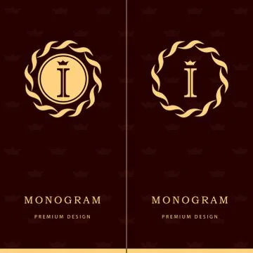 Monogram design elements, graceful template. Letter emblem sign I.  Stock-Illustration