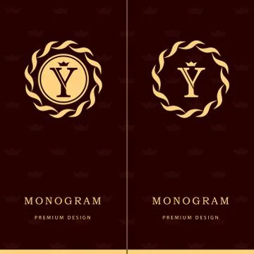 Monogram design elements, graceful template. Letter emblem sign Y.  Stock-Illustration
