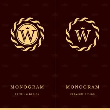 Monogram design elements, graceful template. Letter emblem sign W.  Stock-Illustration