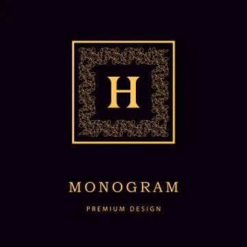 Monogram design elements, graceful template. Calligraphic Elegant line, H Stock-Illustration