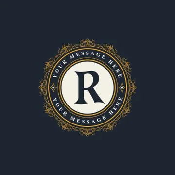 Monogram design elements, graceful template. Elegant line art logo . Emblem R Stock Illustration