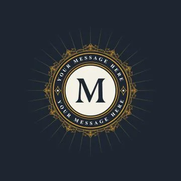 Monogram design elements, graceful template. Elegant line art logo . Emblem M Illustrazione stock