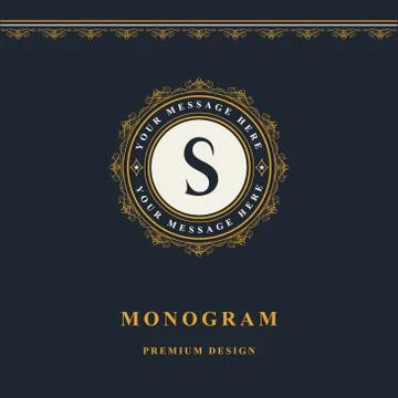 Monogram design elements, graceful template. Elegant line art logo . Emblem S Stock Illustration