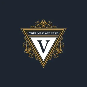 Monogram design elements, graceful template. Elegant line art logo . Emblem V Stock-Illustration