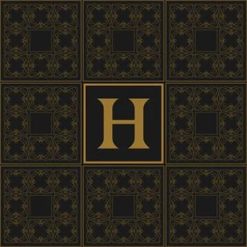 Monogram design elements, graceful template. Elegant line art logo . Letter H Stock Illustration