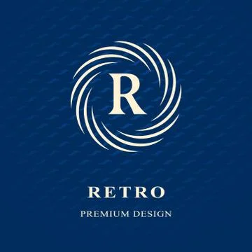 Monogram design elements, graceful template. Calligraphic Elegant line, R Illustrazione stock