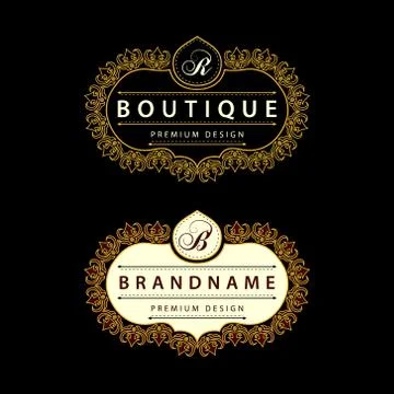 Monogram design elements, graceful template. Calligraphic Elegant line art  Illustrazione stock