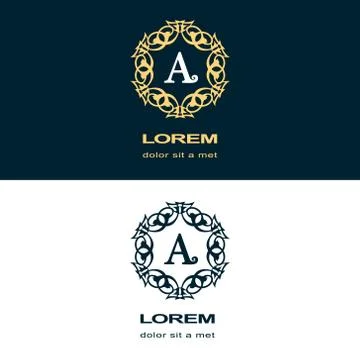 Monogram design elements, graceful template. Calligraphic elegant line, A Stock-Illustration