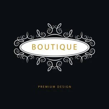 Monogram design elements, graceful template. Elegant line art logo design.   Illustrazione stock