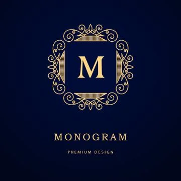 Monogram design elements, graceful template. Calligraphic elegant line, M Stock-Illustration