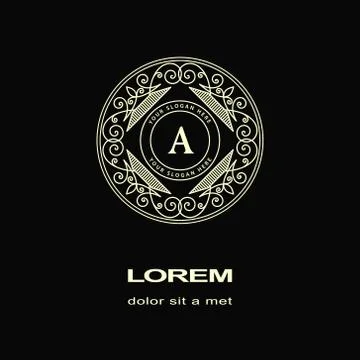 Monogram design elements, graceful template. Calligraphic elegant line, A 스톡 일러스트