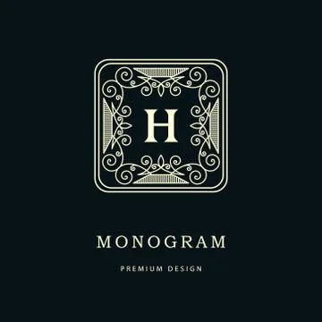 Monogram design elements, graceful template. Calligraphic elegant line, H Stock-Illustration