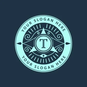 Monogram design elements, graceful template. Calligraphic elegant line, T Stock Illustration