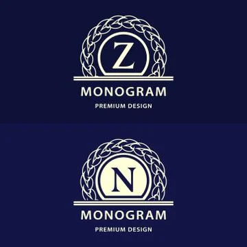 Monogram design elements graceful template. Calligraphic elegan. Letter Z, N  Stock-Illustration