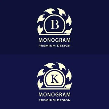 Monogram design elements graceful template. Calligraphic elegant. Letter B, K Stock-Illustration