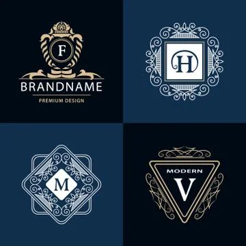 Monogram design elements graceful template. Calligraphic elegant line art log Stock-Illustration