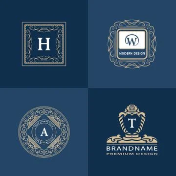 Monogram design elements graceful template. Calligraphic elegant. Letter H, W, A Stock-Illustration