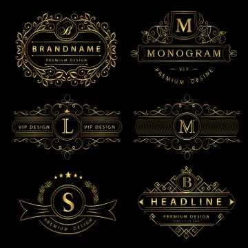Monogram design elements, graceful template. Calligraphic elegant line art lo Stock-Illustration
