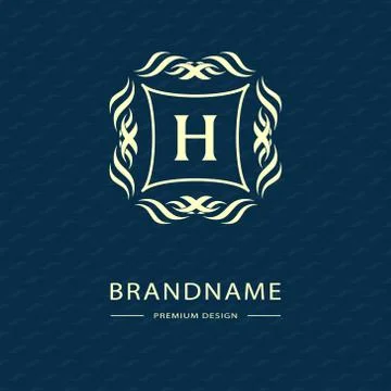 Monogram design elements, graceful template. Calligraphic Elegant line art, H Illustrazione stock