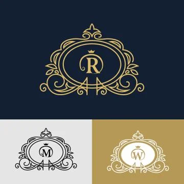 Monogram design elements, graceful template. Elegant line art logo design. Le Stock Illustration