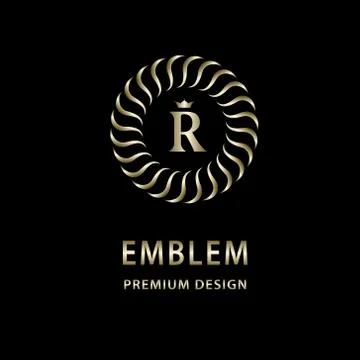Monogram design elements, graceful template. Elegant line art logo design. R Stock-Illustration
