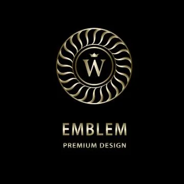 Monogram design elements, graceful template. Elegant line art logo design. W Stock-Illustration