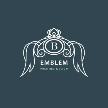Monogram design elements, graceful template. Elegant line art logo design. B Stock-Illustration