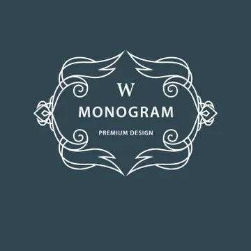 Monogram design elements, graceful template. Elegant line art logo design. W 스톡 일러스트