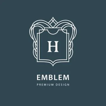 Monogram design elements, graceful template. Elegant line art logo design. H Stock Illustration