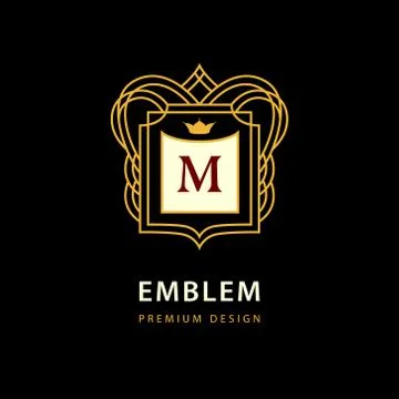 Monogram design elements, graceful template. Elegant line art logo design. M Stock-Illustration