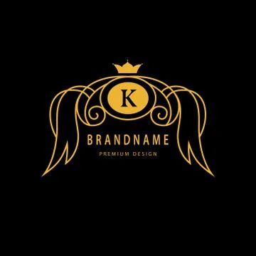 Monogram design elements, graceful template. Elegant line art logo design. K Stock-Illustration