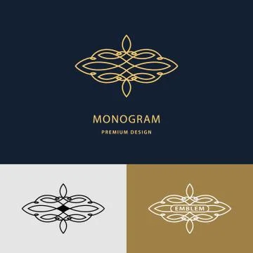 Monogram design elements, graceful template. Elegant line art logo design.   Stock-Illustration