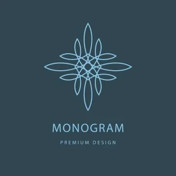 Monogram design elements, graceful template. Elegant line art logo design.  Illustrazione stock