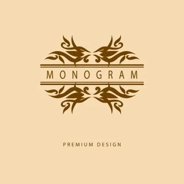 Monogram design elements, graceful template. Elegant line art logo design.   Illustrazione stock