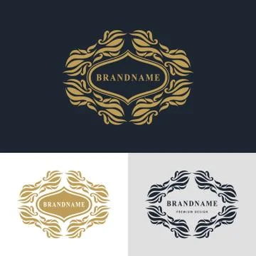 Monogram design elements, graceful template. Calligraphic elegant line art   Stock-Illustration