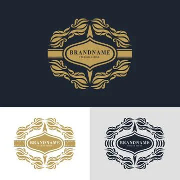 Monogram design elements, graceful template. Calligraphic elegant line art lo Stock-Illustration