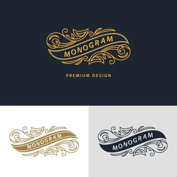Monogram design elements, graceful template. Calligraphic elegant line art   Illustrazione stock